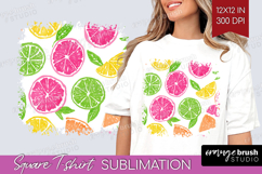 Abstract Fruit Square Tshirt Background - Tutti Frutti PNG Product Image 1