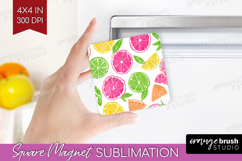 Abstract Fruit Magnet Sublimation - Tutti Frutti Square PNG Product Image 1