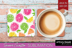 Abstract Fruit Square Coaster - Tutti Frutti Coaster PNG Product Image 1