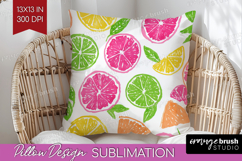 Abstract Fruit Pillow Sublimation - Tutti Frutti Pillow PNG Product Image 1