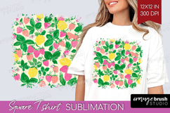 Abstract Fruit Square Tshirt Background - Tutti Frutti PNG Product Image 1