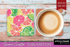 Abstract Fruit Square Coaster - Tutti Frutti Coaster PNG Product Image 1