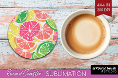 Abstract Fruit Round Coaster - Tutti Frutti Coaster PNG Product Image 1