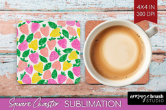 Abstract Fruit Square Coaster - Tutti Frutti Coaster PNG Product Image 1