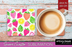 Abstract Fruit Square Coaster - Tutti Frutti Coaster PNG Product Image 1