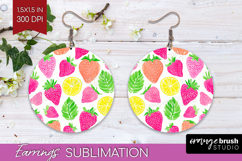Abstract Fruit Round Earrings - Tutti Frutti PNG Sublimation Product Image 1