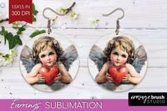 Valentine Angel Round Earrings - Cupid PNG Sublimation Product Image 1