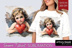 Valentine Angel Square Tshirt Background - Cupid PNG Product Image 1