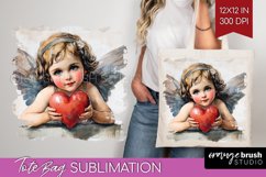 Valentine Angel Tote Bag - Cupid Tote Bag PNG Sublimation Product Image 1