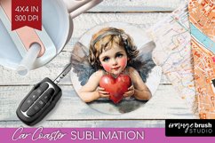 Valentine Angel Car Coaster - Cupid Coaster PNG Sublimation Product Image 1