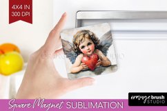Valentine Angel Magnet Sublimation - Cupid Square Magnet PNG Product Image 1