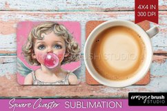 Valentine Angel Square Coaster - Cupid Coaster PNG Product Image 1