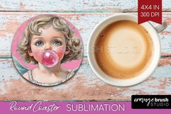Valentine Angel Round Coaster - Cupid Coaster PNG Product Image 1