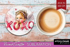 Valentine Angel Round Coaster - Cupid Coaster PNG Product Image 1