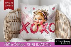 Valentine Angel Pillow Sublimation - Cupid Pillow Cover PNG Product Image 1