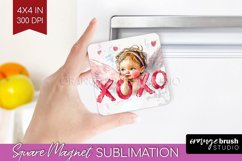 Valentine Angel Magnet Sublimation - Cupid Square Magnet PNG Product Image 1