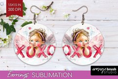 Valentine Angel Round Earrings - Cupid PNG Sublimation Product Image 1