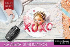Valentine Angel Car Coaster - Cupid Coaster PNG Sublimation Product Image 1