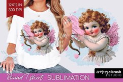 Valentine Angel Round Tshirt Background - Cupid PNG Product Image 1