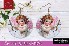 Valentine Angel Round Earrings - Cupid PNG Sublimation Product Image 1