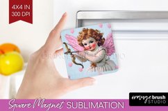 Valentine Angel Magnet Sublimation - Cupid Square Magnet PNG Product Image 1