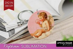 Valentine Angel Keychain PNG - Cupid Keychain Sublimation Product Image 1