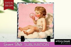 Valentine Angel Slate PNG - Cupid Square Slate Sublimation Product Image 1