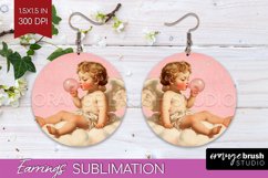 Valentine Angel Round Earrings - Cupid PNG Sublimation Product Image 1