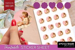 Valentine Angel Round Sticker - Cupid Printable Sticker Product Image 1