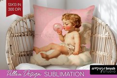 Valentine Angel Pillow Sublimation - Cupid Pillow Cover PNG Product Image 1