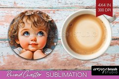 Valentine Angel Round Coaster - Cupid Coaster PNG Product Image 1