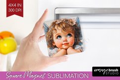 Valentine Angel Magnet Sublimation - Cupid Square Magnet PNG Product Image 1