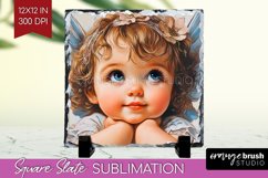 Valentine Angel Slate PNG - Cupid Square Slate Sublimation Product Image 1