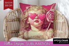 Valentine Angel Pillow Sublimation - Cupid Pillow Cover PNG Product Image 1