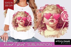 Valentine Angel Round Tshirt Background - Cupid PNG Product Image 1