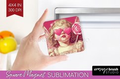 Valentine Angel Magnet Sublimation - Cupid Square Magnet PNG Product Image 1