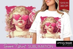 Valentine Angel Square Tshirt Background - Cupid PNG Product Image 1