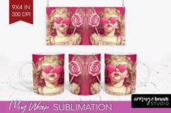 Valentine Angel Mug Wrap - Cupid Mug PNG Sublimation Product Image 1