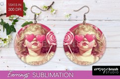 Valentine Angel Round Earrings - Cupid PNG Sublimation Product Image 1