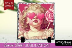 Valentine Angel Slate PNG - Cupid Square Slate Sublimation Product Image 1
