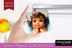Valentine Angel Magnet Sublimation - Cupid Square Magnet PNG Product Image 1