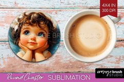 Valentine Angel Round Coaster - Cupid Coaster PNG Product Image 1