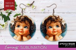 Valentine Angel Round Earrings - Cupid PNG Sublimation Product Image 1