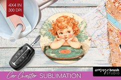Valentine Angel Car Coaster - Cupid Coaster PNG Sublimation Product Image 1