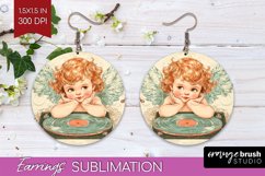 Valentine Angel Round Earrings - Cupid PNG Sublimation Product Image 1