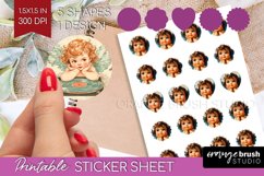Valentine Angel Round Sticker - Cupid Printable Sticker Product Image 1