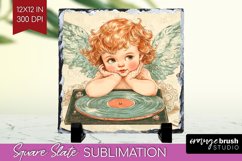 Valentine Angel Slate PNG - Cupid Square Slate Sublimation Product Image 1