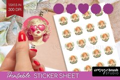 Valentine Angel Round Sticker - Cupid Printable Sticker Product Image 1