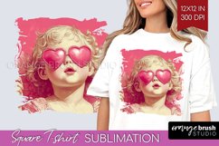 Valentine Angel Square Tshirt Background - Cupid PNG Product Image 1