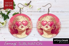 Valentine Angel Round Earrings - Cupid PNG Sublimation Product Image 1